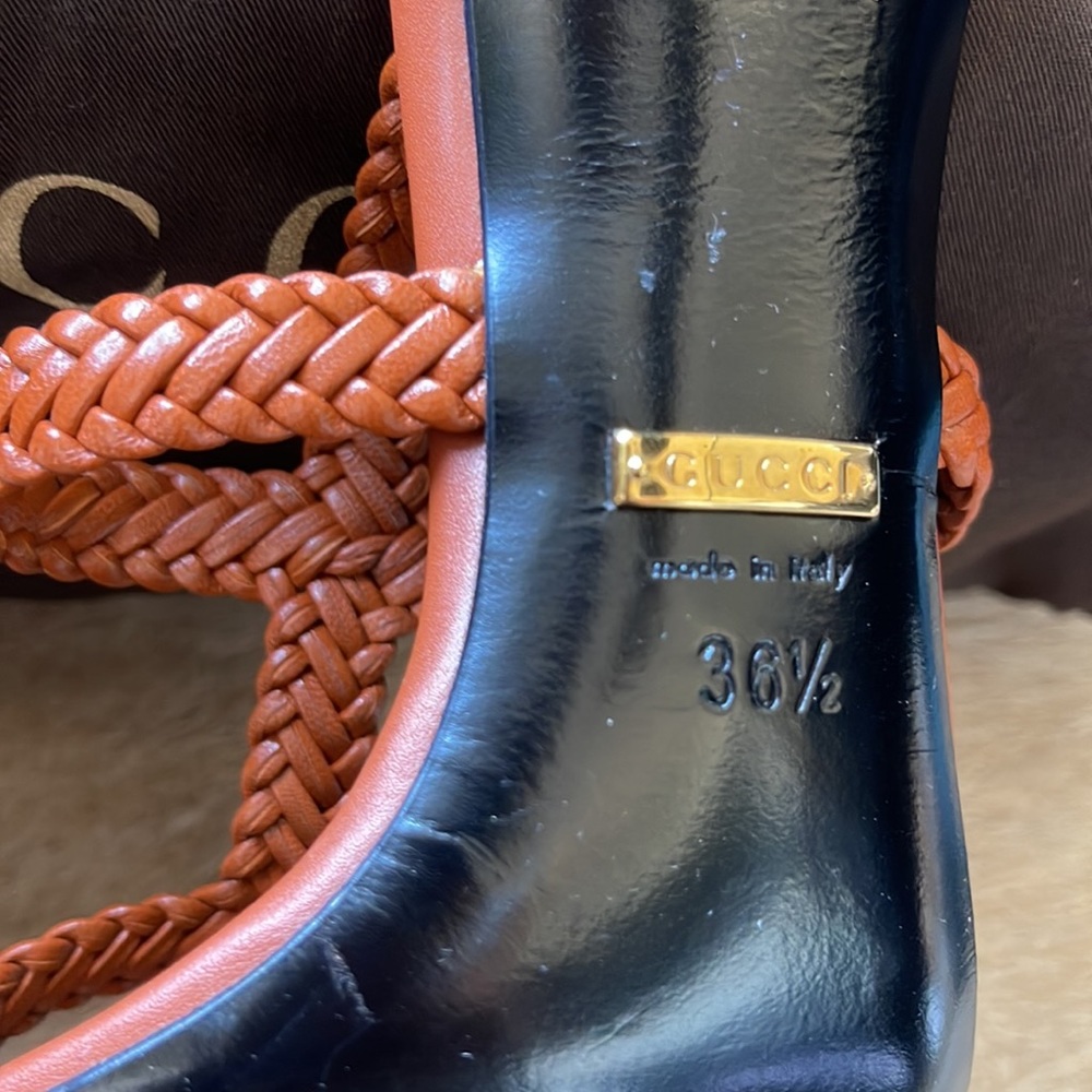 Gucci Malaga Kid Lifford Bitt Orange Size 36.5 - Picture 6 of 16